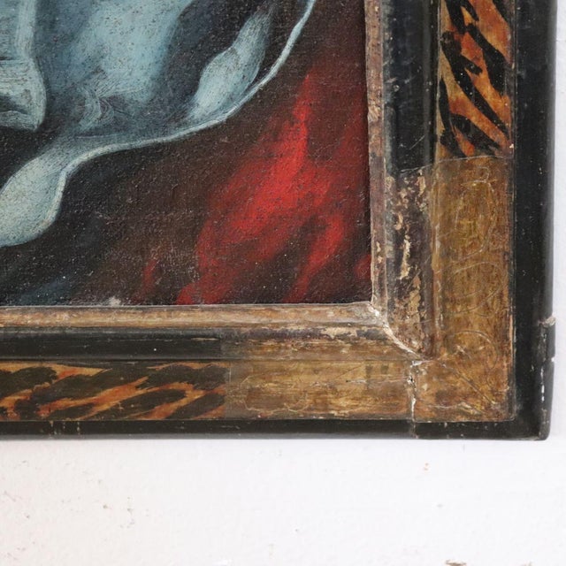 Madonna with Child and Angel, 17th Century, Oil Painting on Canvas, Framed For Sale - Image 9 of 18