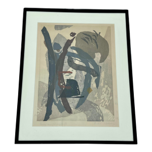 1950s Rikio Takahashi Japanese Woodblock Print Titled 'Passing Nun (Buddhist)' Signed 121/200