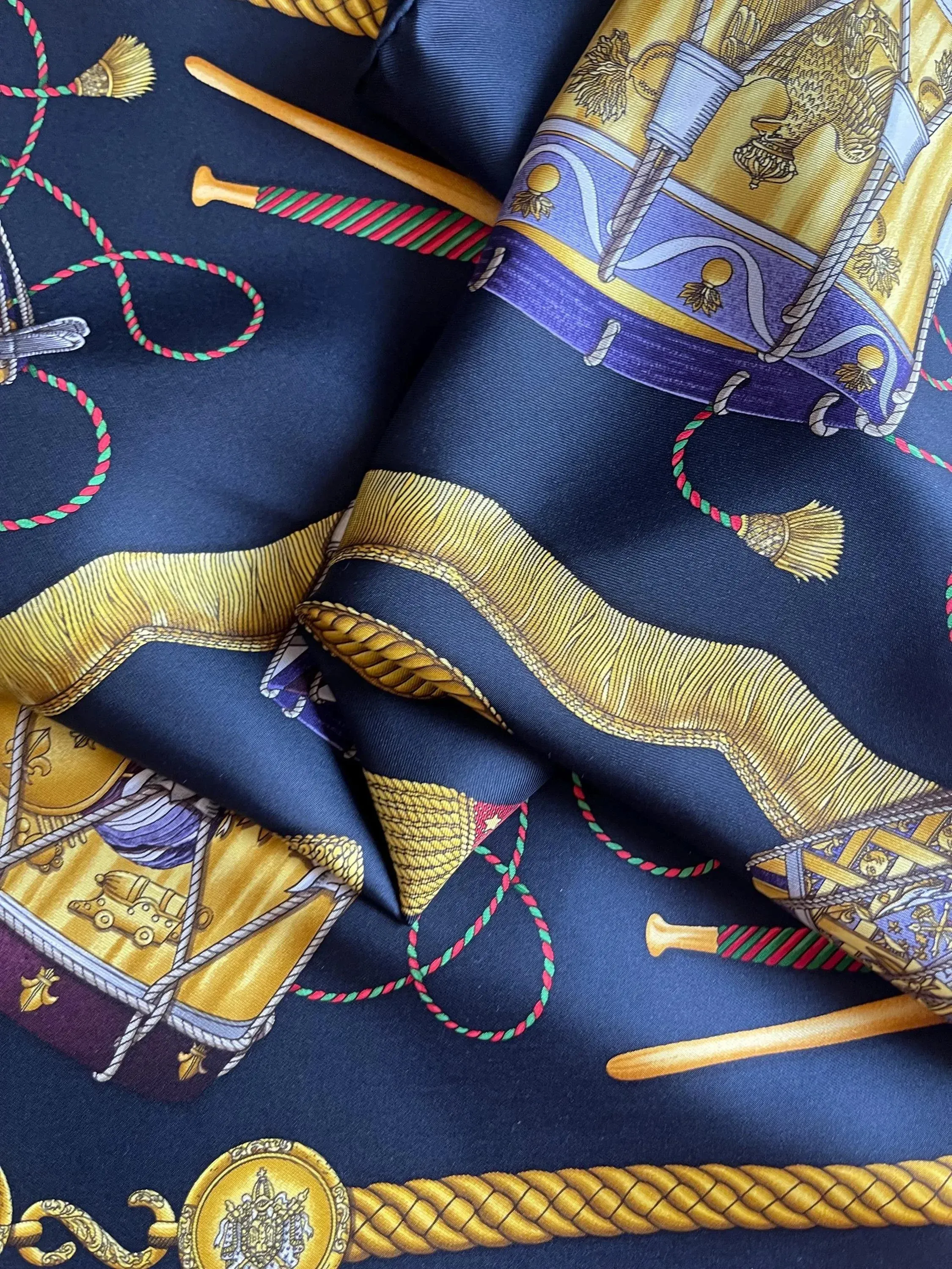 Hermès Scarf « Les Tambours » 1989 | Chairish
