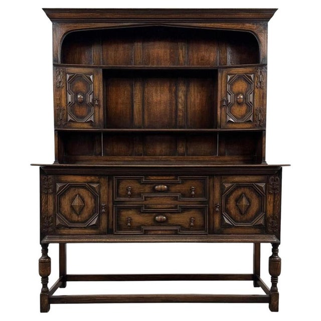 Antique Early 20th Century English Jacobean Revival Oak Dresser For Sale - Image 13 of 13