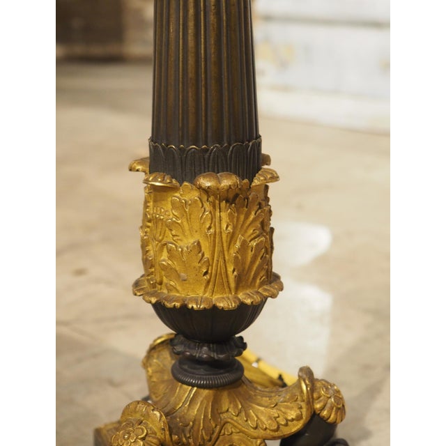 Pair of French Charles X Patinated Bronze Candelabra Lamps, Circa 1830s For Sale - Image 12 of 18
