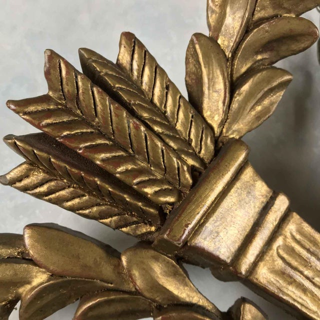 Wood Empire Carved Golden Mirror, 1980s For Sale - Image 7 of 10