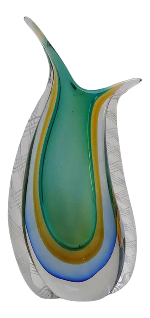 1950s Vintage Flavio Poli Sommerso Murano Art Glass Vase