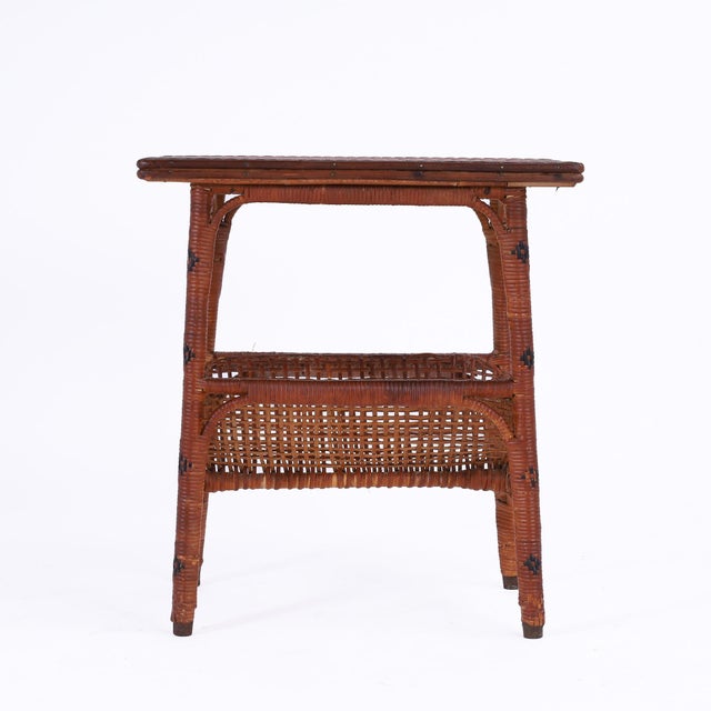 Mid 20th Century Vintage Pair of Anglo Indian Rattan Stands With Magazine Racks For Sale - Image 5 of 12