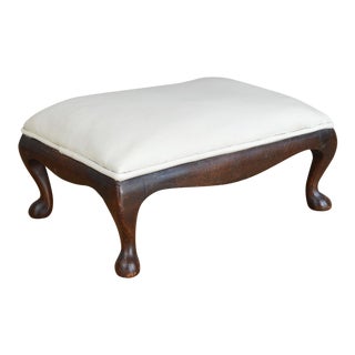 19th Century Queen Anne Footstool With Leather For Sale