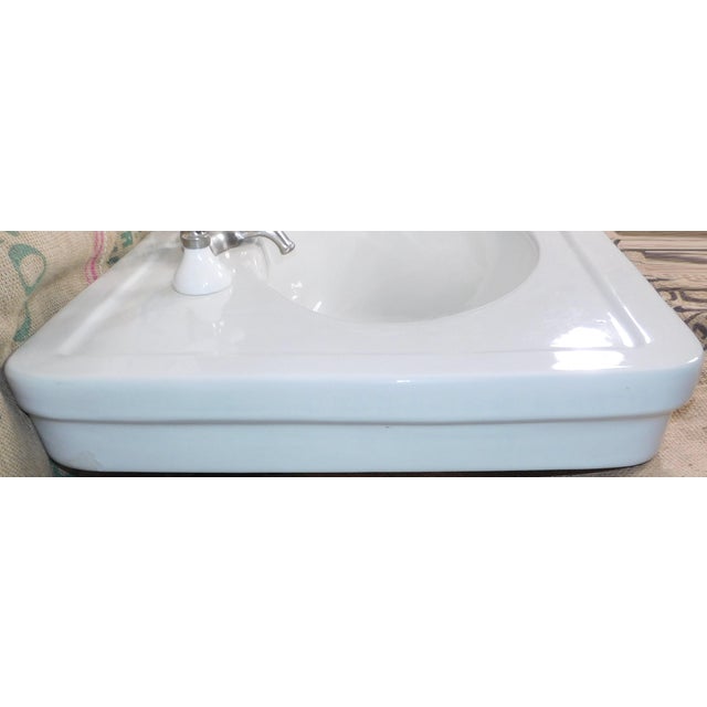 Antique 1919 Trenton Potteries Company Large Tepeco Vitreous China Pedestal Sink For Sale - Image 9 of 18