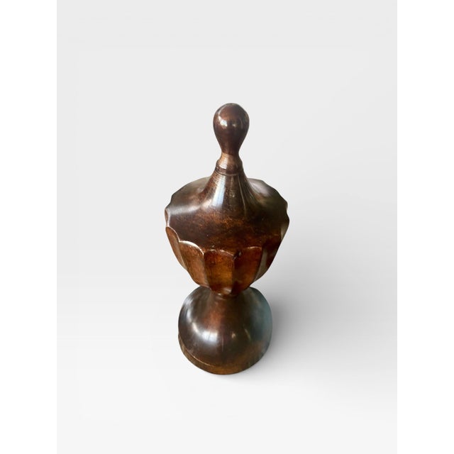 Wood Late 20th Century Pair of Vintage Turned Wood Urn Finials or Decorative Objects For Sale - Image 7 of 8