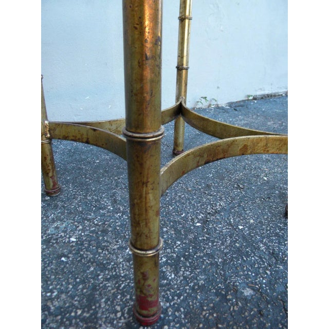 Hollywood Regency Mid Century Glass Top Gold Leaf Side End Table For Sale - Image 10 of 11