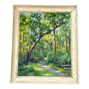 1960’s Original Abstract Impressionist Dense Green Forest Landscape Painting “Carpenter Wood”