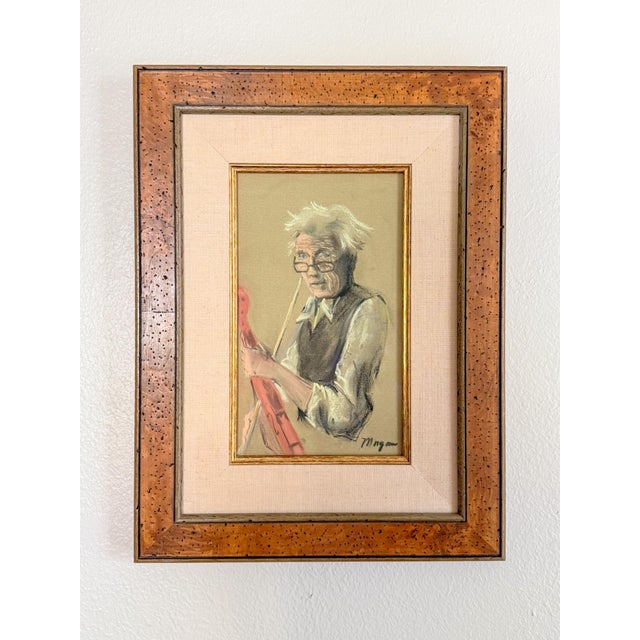 Framed Original Pastel Portrait Sketch of Violinist, Signed For Sale In Dallas - Image 6 of 9