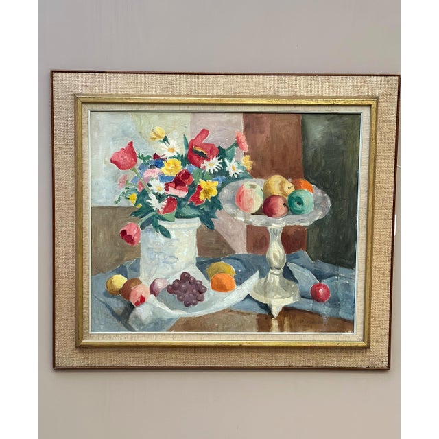 Ellis Wallin, Flowers and Fruit, 1968, Oil on Canvas, Framed For Sale - Image 16 of 16