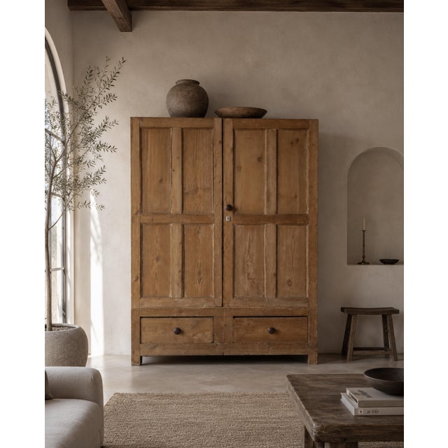 Contemporary Large Scale 19th Century Antique English Pine Cabinet For Sale - Image 3 of 15
