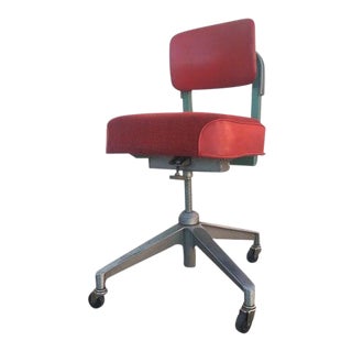 Mid-Century Steelcase Red Metal Industrial Office Chair For Sale