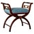 Small 19th Century tabouret on an x-shaped frame with turned armrests and ball feet. The stool is upholstered in a light...