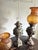 Oil Lamps in Bronze and Amber Glass, 1930, Set of 2 For Sale - Image 6 of 9