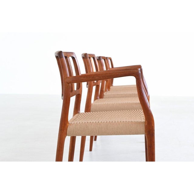 Model 66 Armchairs in Teak and Paper Cord by Niels Otto Moller J.L. Møllers, Denmark, 1974, Set of 4 For Sale - Image 11 of 18