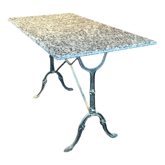 Early 20th Century French Marble Top Café Table or Bistro Table With Cast Iron Base For Sale