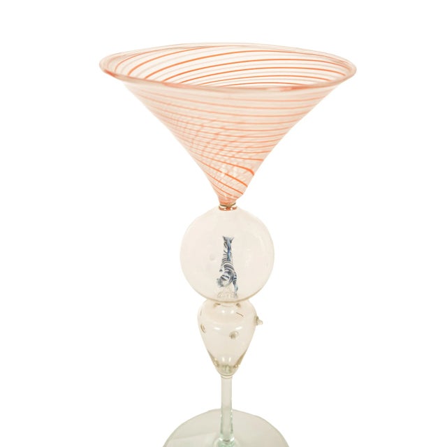 Antique Set 3 Handblown Martini Glasses Animals Bimini Werkstätte Austria 1925 For Sale - Image 12 of 15