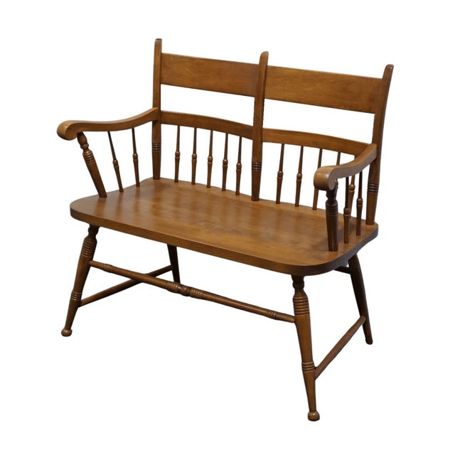 HIGH END VINTAGE Solid Hard Rock Maple Colonial Early American 35" Bench Settee Cannot identify brand, but comparable in...