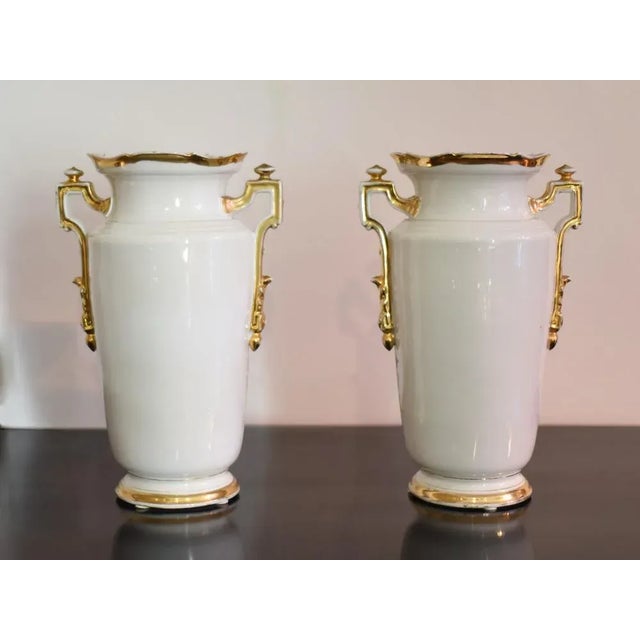 White Painted Ceramic Vases, Set of 2 For Sale - Image 8 of 12