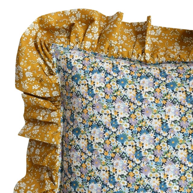 English Ruffle Cushion Made With Liberty Fabric Libby & Capel For Sale - Image 3 of 5