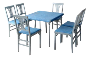 Mid-Century Dinette Set With Samsonite Folding Table and 6 Leg-O-Matic Chairs