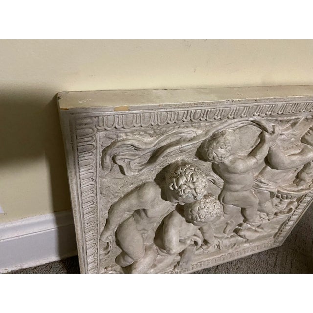 French Italian Art Deco Putti Cherub Relief Wall Sculpture For Sale - Image 4 of 13