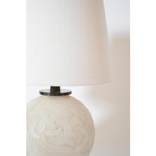 Engraved Alabaster Ball Lamp, 1930s For Sale - Image 4 of 5