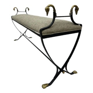 1930s Masion Jansen Neoclassical Swan Head Bench For Sale