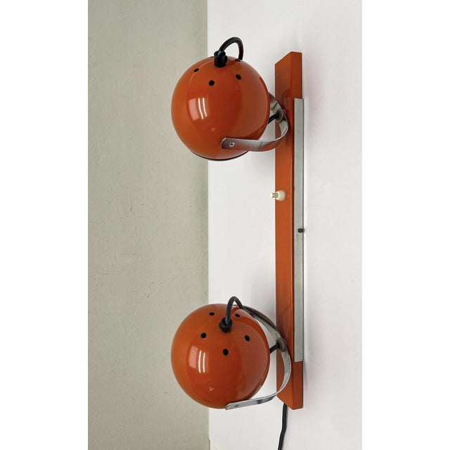 Space Age Orange Double Eyeball Spot Wall Lamp, 1970s For Sale - Image 4 of 10