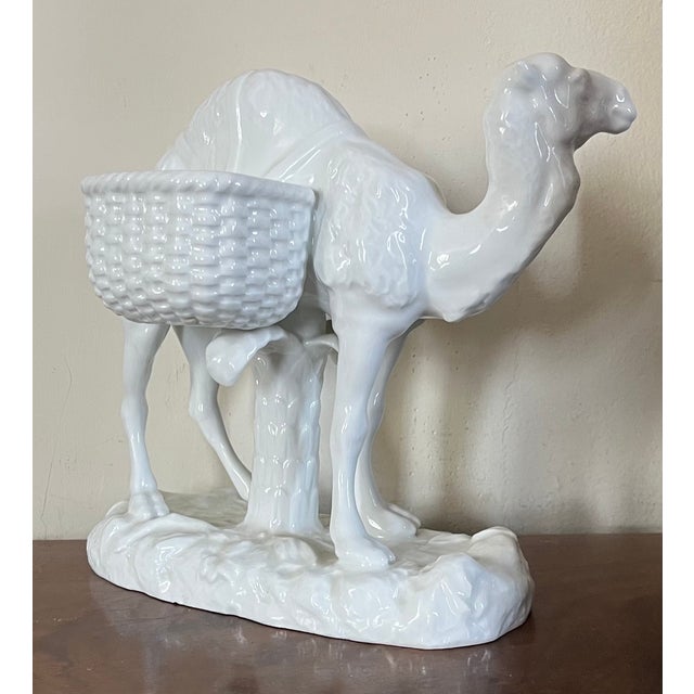 Antique 19th Century Continental Blanc De Chine Porcelain Camel Table Centerpiece Vase With Two Baskets for Flowers For Sale - Image 10 of 18