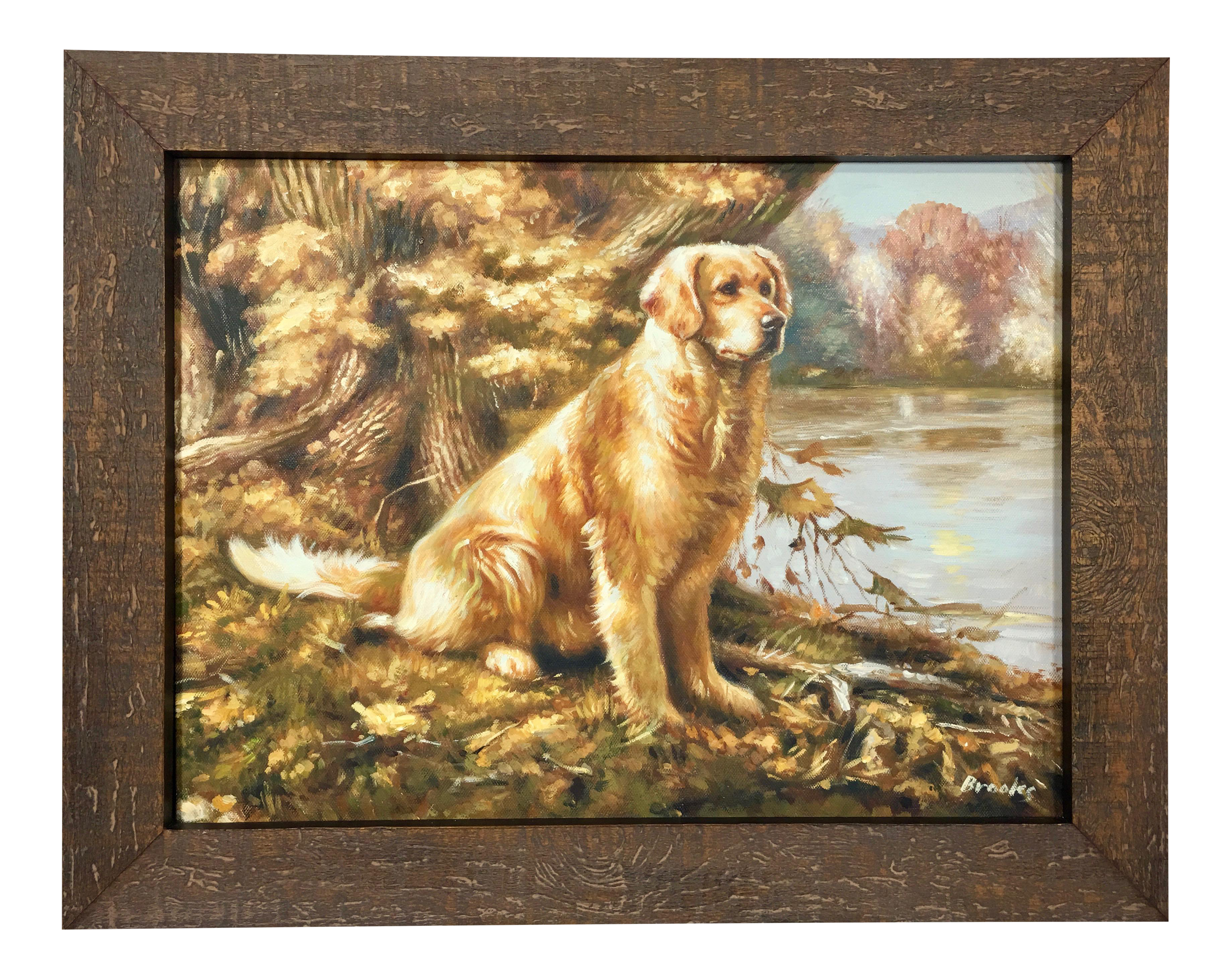acrylic painting golden retriever