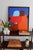 This original minimalist painting captures the intimacy of two abstract figures in a colorful embrace. with bold tones of...