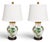This is a pair of Chinese export ceramic lotus and floral table lamps. They have 6 inch wooden bases and brass caps. It is...