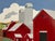 Brick Red Pair Signed 2002 American Folk Art Farm Landscape Paintings Red Barns For Sale - Image 8 of 14