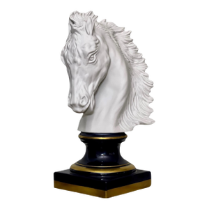 Late 20th Century French Bisque Porcelain Horse Head Bust on Sèvres Style Base, Signed Beccafichi