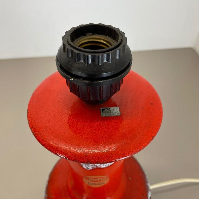 Fat Lava Pottery Table Lamp attributed to Jasba Ceramics, Germany, 1970s For Sale - Image 11 of 18