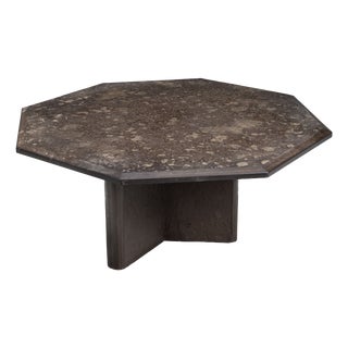 Large Octagonal Coffee Table with Posidonia Slate Top, 1970s For Sale