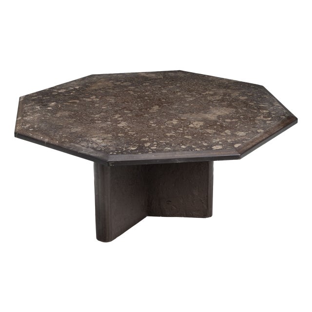 Large Octagonal Coffee Table with Posidonia Slate Top, 1970s For Sale