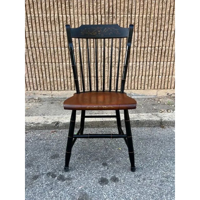 Wood 1960s Pair Hitchcock Stencil Side Chairs For Sale - Image 7 of 12