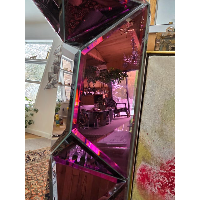 Mid Century Modern Style Amethyst Glass Beveled Mirror For Sale - Image 12 of 15