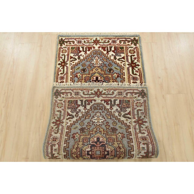 Heriz Runner 2’7” X 5’8” Blue Wool Tribal Hand-Knotted Oriental Rug For Sale - Image 10 of 11
