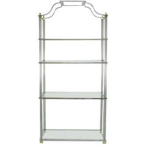Chrome and Brass Canopied Four-Shelf Etagere