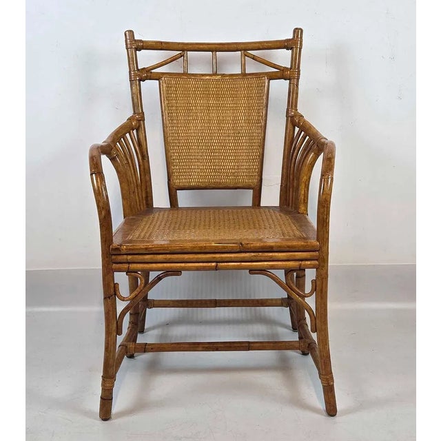 Pair of Rattan and Bamboo Chairs, Vintage For Sale - Image 4 of 9