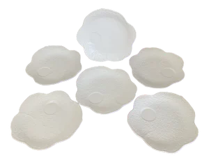Antique Early 20th Century English White Cabbage Leaf Hors D’Oeuvres Plates - Set of 6