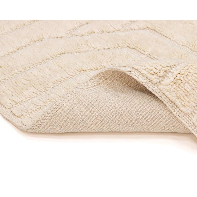 Ivory Minimalist Textured Geometric Hand-Knotted Moroccan Wool Rug | 10'0" X 6'9" | One of a Kind For Sale - Image 8 of 9