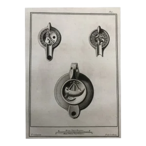 1762 Engraving of Roman Oil Lamps
