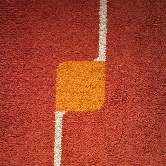 Brown Geometric Orange Rug, 1970s For Sale - Image 8 of 10