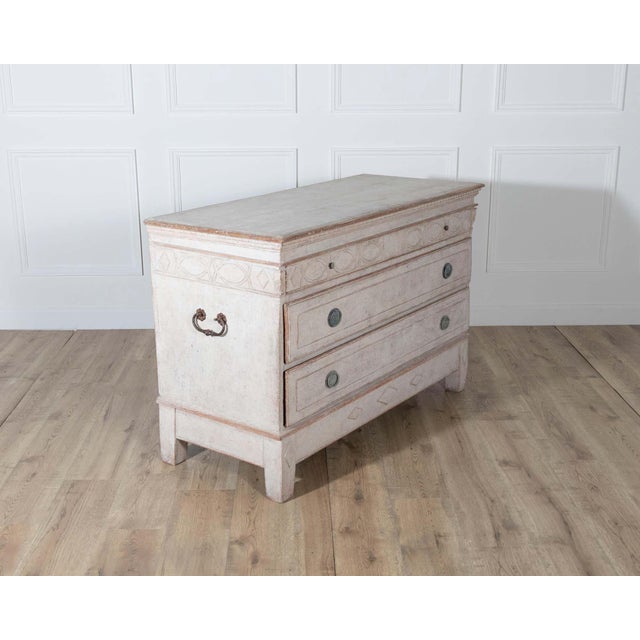 19th Century Antique Danish Painted Chest of Drawers in Antique White, Early 19th Century For Sale - Image 5 of 10
