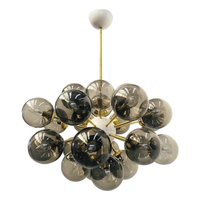 21st Century Ovale Natural Brass Smoky Murano Sputnik Chandelier by Fabio LTD For Sale